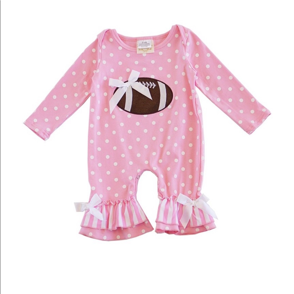 Pink Polka Dot Football Romper